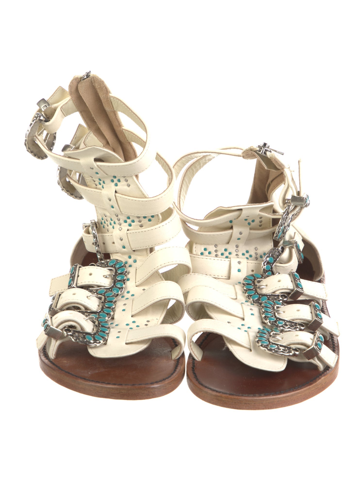 Zadig & Voltaire Leather Floral Print Gladiator Sandals